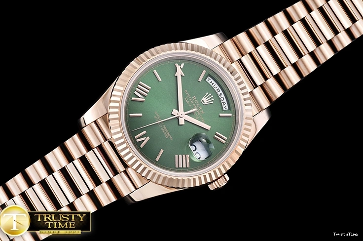 0729 RDD0208C – DayDate 40mm Flt RG RG Green Roman Noob A3255 Mod EasyMatch 676
